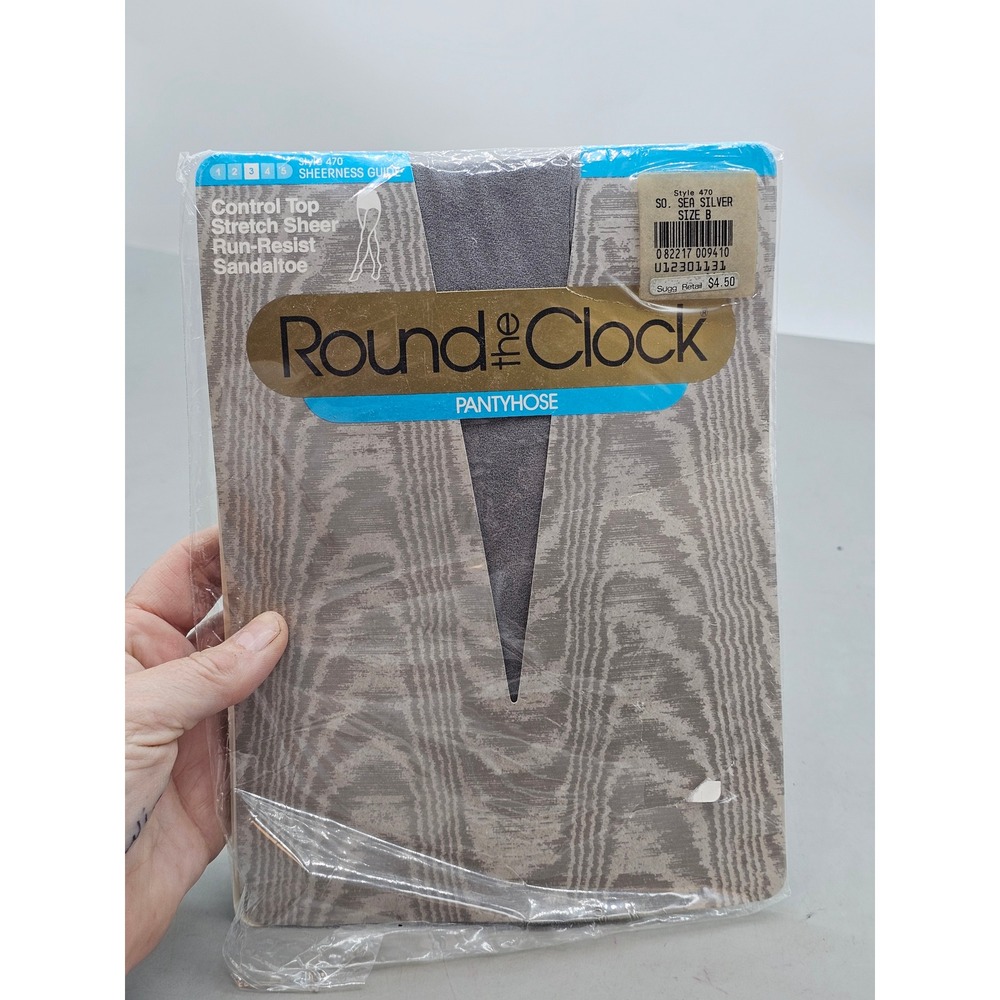 Round the Clock Pantyhose Style 470 So. Sea Silver Control Top Sandaltoe Size B